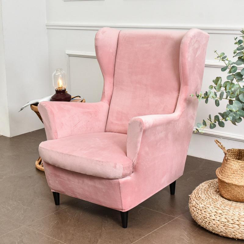 Plush Elastic Tiger-Stool Cover Chair Cover Sofa Cover Full-Wrap Single Seater Wingback Sofa Slipcover