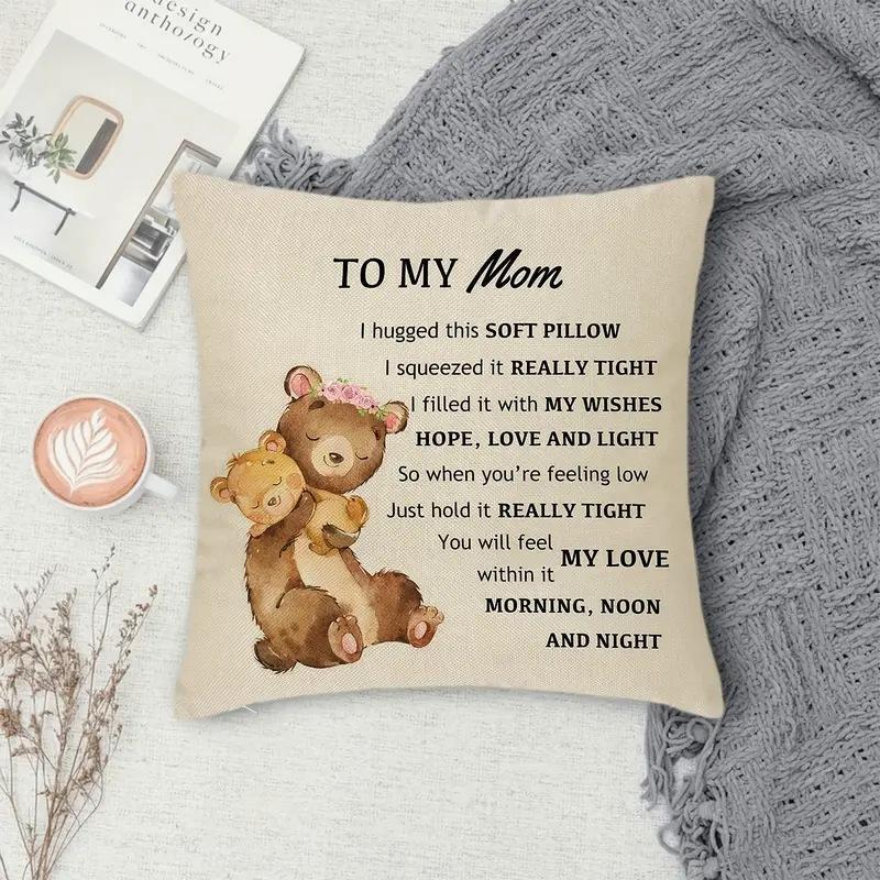 Mothers Day Series Linen Square Letter Print Pillowcase