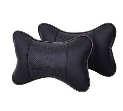 Car neck pillow-black-PU leather +PP cotton-1 piece - Option1