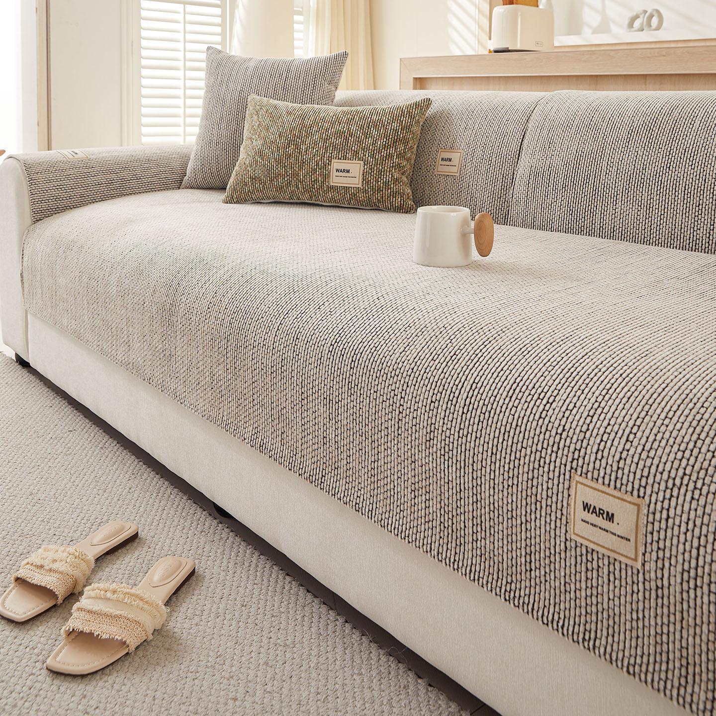 Simple Thick Chenille Sofa Cushionversatile For All Seasons With A One-piece Design And Non-slip Backing