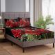 3pcs Rose Floral Bed Sheet, Microfiber Flower Bedding Sheet Set, Red Black Bedding Sheet Set With 1 Fitted Sheet And 2 Pillowcases
