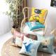 Modern Minimalist Linen Throw Pillow Customizable With Cartoon Designs