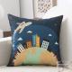 Modern Minimalist Linen Throw Pillow Customizable With Cartoon Designs
