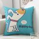 Modern Minimalist Linen Throw Pillow Customizable With Cartoon Designs