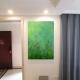 Handmade Abstract Frameless Artwork Canvas Oil Paintings Modern Fresh And Light Green Iris Flower Decorative Dining Room Decor Rolled Frameless Unstretched Painting