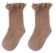 Lace socks-khaki-L-cotton-1 pair - Option1