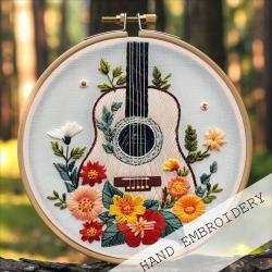 Guitar Flower Embroidery Material Package