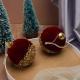 Christmas Decorations Burgundy Flocking Glass Ball Christmas