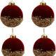 Christmas Decorations Burgundy Flocking Glass Ball Christmas