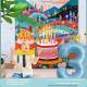Birthday Party Layout Cake Hanging Cloth Children Background Wall
