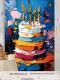 Birthday Party Layout Cake Hanging Cloth Children Background Wall
