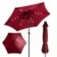 9ft Solar LED Patio Umbrella With Push Button Tilt & Crank, 6 Ribs Waterproof Polyester Outdoor Market Table Umbrella For Garden Backyard Pool, Burgundy