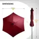 9ft Solar LED Patio Umbrella With Push Button Tilt & Crank, 6 Ribs Waterproof Polyester Outdoor Market Table Umbrella For Garden Backyard Pool, Burgundy