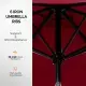 9ft Solar LED Patio Umbrella With Push Button Tilt & Crank, 6 Ribs Waterproof Polyester Outdoor Market Table Umbrella For Garden Backyard Pool, Burgundy