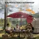 9ft Solar LED Patio Umbrella With Push Button Tilt & Crank, 6 Ribs Waterproof Polyester Outdoor Market Table Umbrella For Garden Backyard Pool, Burgundy