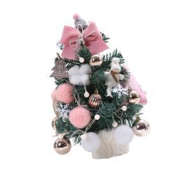 Small Xmas Tree With Adjustable Lights PVC Lightweight Desktop Xmas Tree For Home Decoration 35cm Roseate