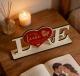 Personalized LOVE Wooden Sign With Rose Engraving,English&German Heart Table Decor,Valentine Anniversary Gift For Couple