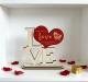 Personalized LOVE Wooden Sign With Rose Engraving,English&German Heart Table Decor,Valentine Anniversary Gift For Couple