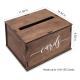 Rustic Dark Brown Wooden Wedding Card Box With Script Cards Print, Removable Lid Envelope Gift Card Holder For Wedding Reception Bridal Shower Party Decor