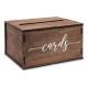 Rustic Dark Brown Wooden Wedding Card Box With Script Cards Print, Removable Lid Envelope Gift Card Holder For Wedding Reception Bridal Shower Party Decor