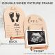 Double Sided Wooden Ultrasound Picture Frame, Love At First Sight Sonogram Photo Holder With Clips, Hello World Baby Birth Stats Announcement Sign, Newborn Footprint Keepsake Frame, Pregnancy Gift For
