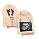 Double Sided Wooden Ultrasound Picture Frame, Love At First Sight Sonogram Photo Holder With Clips, Hello World Baby Birth Stats Announcement Sign, Newborn Footprint Keepsake Frame, Pregnancy Gift For