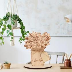Log DIY Painted Vase Flower Ornaments Laser Engraving Wooden Flower Arrangement Crafts Mothers Day Handmade Gifts Desktop Decoration