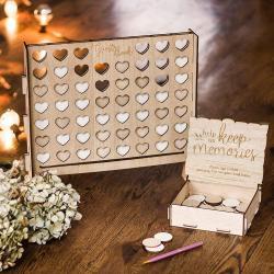Wooden Heart Wedding Guest Book, Rustic Drop Box Sign Board With Keepsake Hearts
