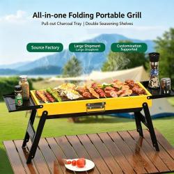 Foldable BBQ Charcoal Barbecue Grill Steel Stainless Garden Picnic Camping Stove