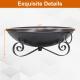 24 Inch Heavy-Duty Metal Fire Pit Bowl Outdoor Wood-Burning Firepit With Handles