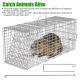 1Pc Humane Cat Trap Cage With Waterproof Cover Gloves Catch Release Live Animal Rodent Cage Collapsible Galvanized Wire For Raccoons Beavers Groundhogs Foxes Armadillos