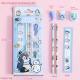 Stationery Set-Cat Card Hanging Model-Pink-2 pencils + ruler + eraser + pencil sharpener + pencil holder-1 set - Option1