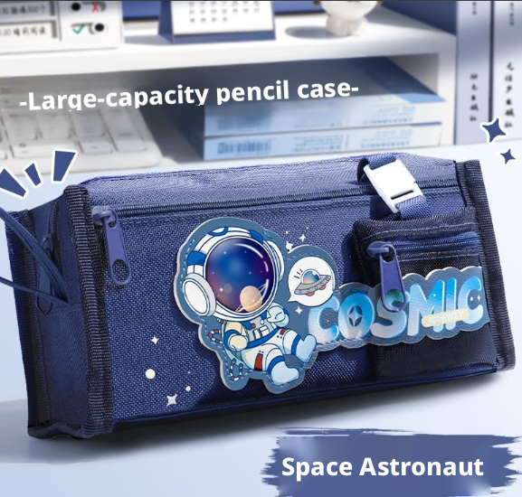 Portable Stationery Pencil Case-Planet Aerospace Model-Blue-1 - Option1