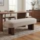 Indoor Khaki Boucle Dining Bench With Walnut Color Legs, 60.04 L Upholstered Seating For Kitchen, Dining Room And Living Space,250lbs Capacity