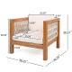 Outdoor Club Chair Set Of 2, Acacia Wood Frame With Beige Rope Arm And Beige Cushions,400 Lbs Capacity