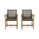 HAMPTON WOOD AND WICKER DINING CHAIR  SET OF 2
