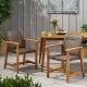 HAMPTON WOOD AND WICKER DINING CHAIR  SET OF 2