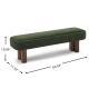 Indoor Green Fabric Dining Bench With Walnut Color Legs, 60.04 L Upholstered Seating For Kitchen, Dining Room And Living Space,250lbs Capacity