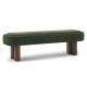 Indoor Green Fabric Dining Bench With Walnut Color Legs, 60.04 L Upholstered Seating For Kitchen, Dining Room And Living Space,250lbs Capacity