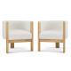 Upholstered Dining Chairs Set Of 2, Natural Rubber Wood Frame And White Boucle Fabric, Modern Armchairs For Dining And Living Room, 225lbs Capacity