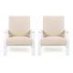 Patio Lounge Chair Set Of 2, Outdoor Club Chair With Beige Cushion And White Acacia Wood Frame