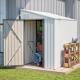 White 4  X 7  Lean-To Storage Shed, Heavy-Duty Metal Outdoor Garden & Bike Shed With Lockable Door, Easy Assembly  Storage Solution