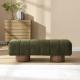 Upholstered Dining Bench For Dining Room, No-Assembly End Of Bed Entryway Bench Ottoman For Bedroom Living Room, Green Boucle Fabric, Leg 300 LBS Weight Capacity