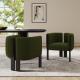 Dining Chairs Set Of 2, Modern Stylish Seating With Black Rubber Wood Frame And Olive Green Boucle Fabric, 300lbs Capacity, For Dining Area, Living Space