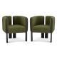 Dining Chairs Set Of 2, Modern Stylish Seating With Black Rubber Wood Frame And Olive Green Boucle Fabric, 300lbs Capacity, For Dining Area, Living Space
