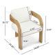 2-Pack Dining Chairs With Pillow Back, White Boucle Fabric, Natural Color Solid Wood Frame