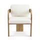 2-Pack Dining Chairs With Pillow Back, White Boucle Fabric, Natural Color Solid Wood Frame