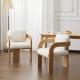 2-Pack Dining Chairs With Pillow Back, White Boucle Fabric, Natural Color Solid Wood Frame