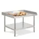 Sleek Metal Work Table With Easy To Clean And Adjustable Shelves For Kitchen