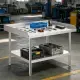 Sleek Metal Work Table With Easy To Clean And Adjustable Shelves For Kitchen